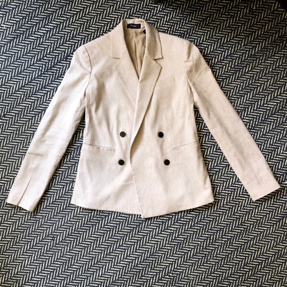 Theory Oat Linen Shorts Suit